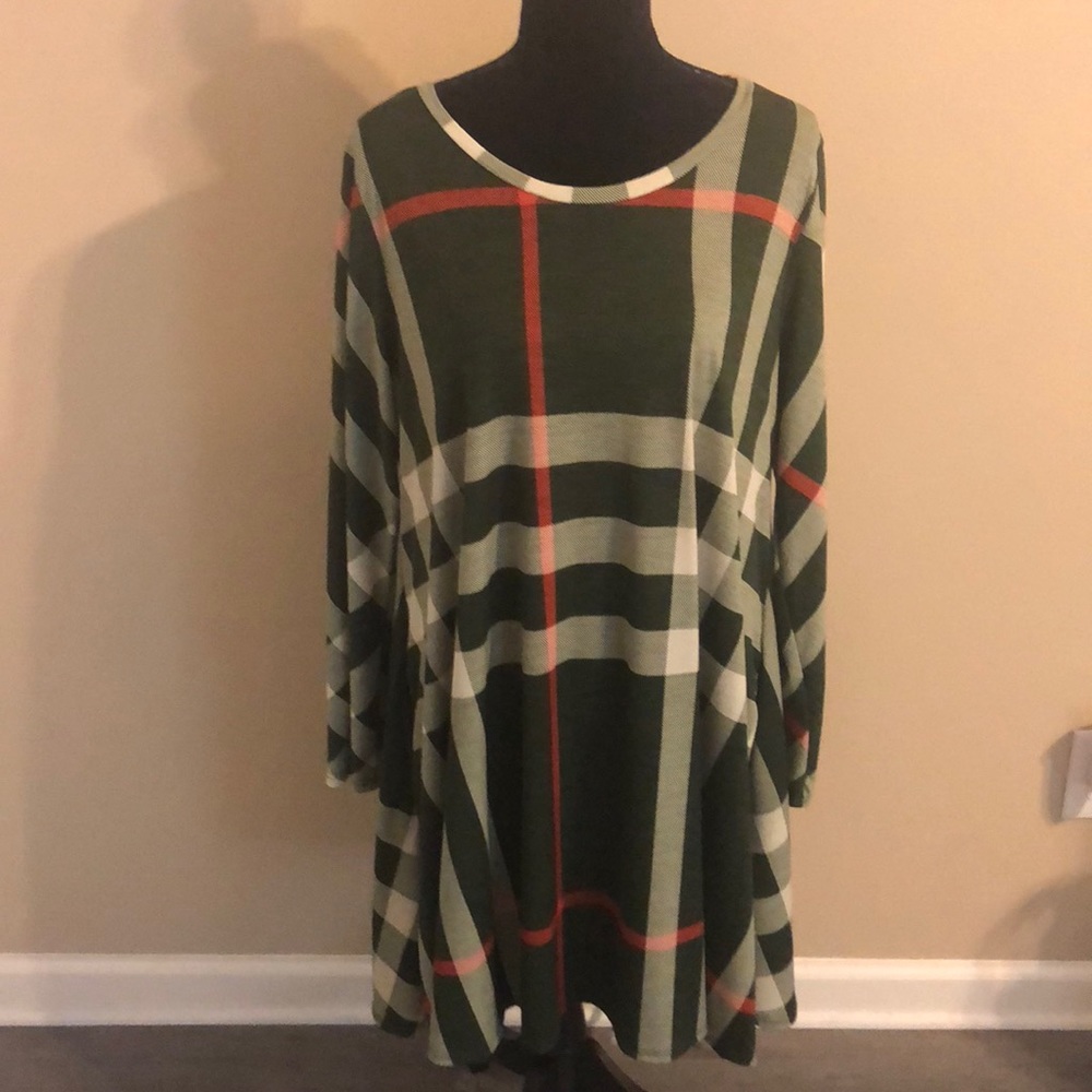 Plaid Long Sleeve Dress WITH POCKETS